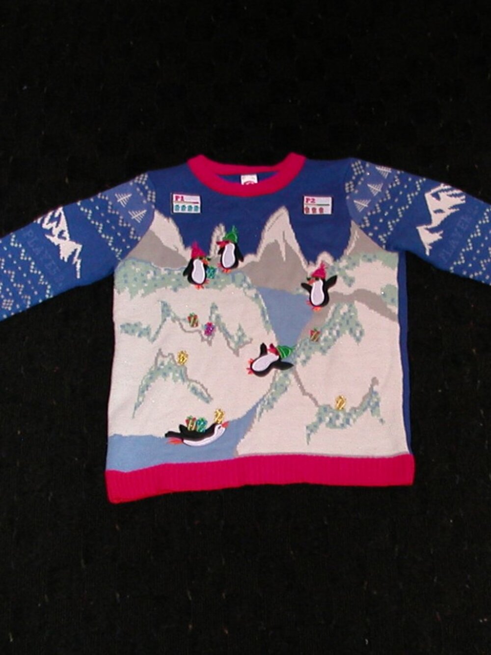 Ultimate Ugly Christmas Sweater w/ Penguins on a Snowy Mountain Scene SZ XXL